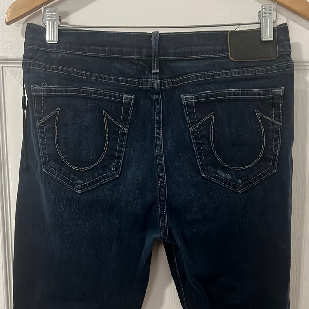 True Religion Blue Slim Fit Jeans with Contrast Stitching
